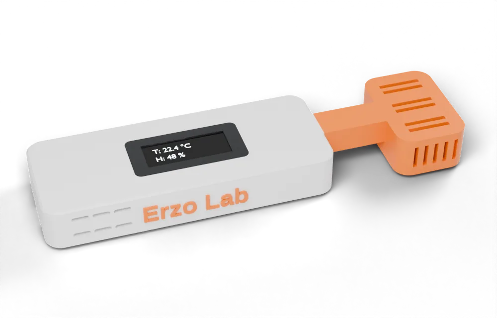 White body, orange sensor pod